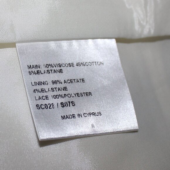 Karen Millen England  white black lace pencil lining skirt side zip size 8 - Picture 6 of 8